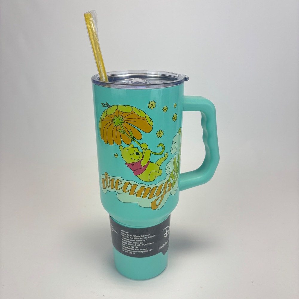 Silver Buffalo Disney Winnie‎ Pooh Tumbler 40oz Teal Dreamy Days Insulated New